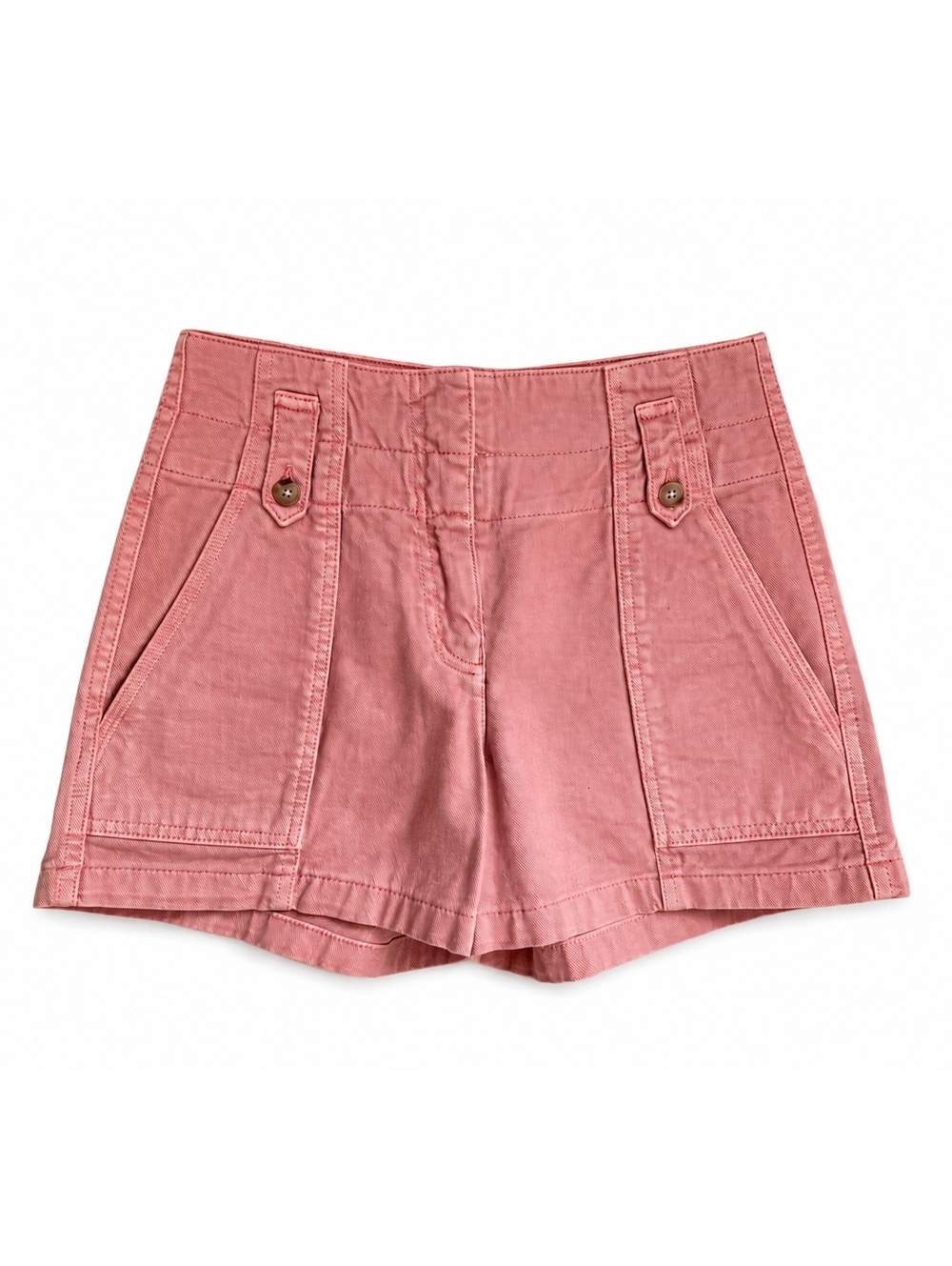 REISS Denim Size 6 Dusty Rose Pink High Waist Utility Shorts Button Pocket